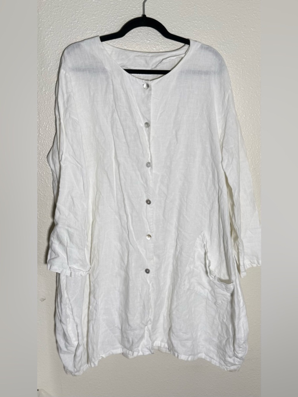 Bryn Walker Linen Button Down Tunic Dress White Size Medium